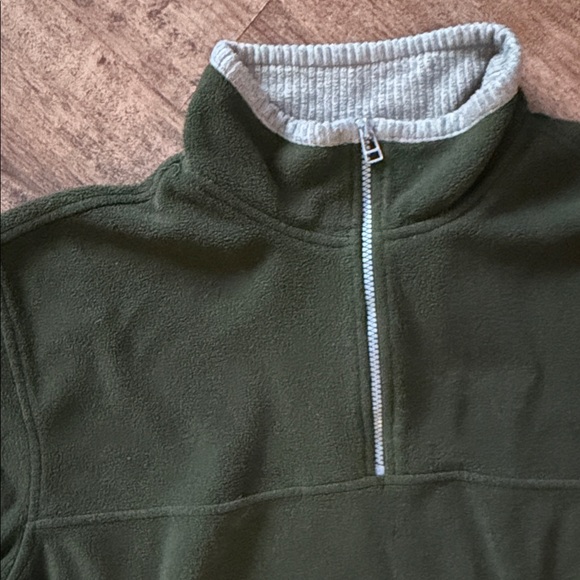 Men's Green Quarter-Zip Fleece Large - Picture 3 of 4